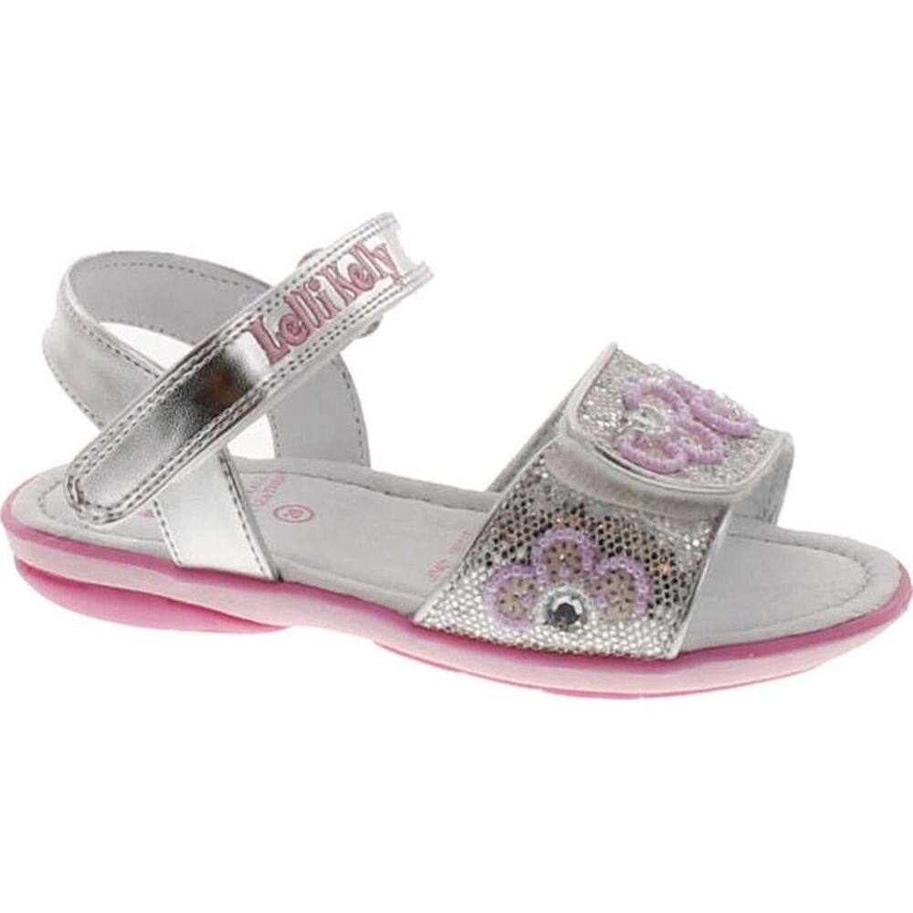 Lelli Kelly Kids LK1401 Silver Glitter ChildG sandals 28 NEW